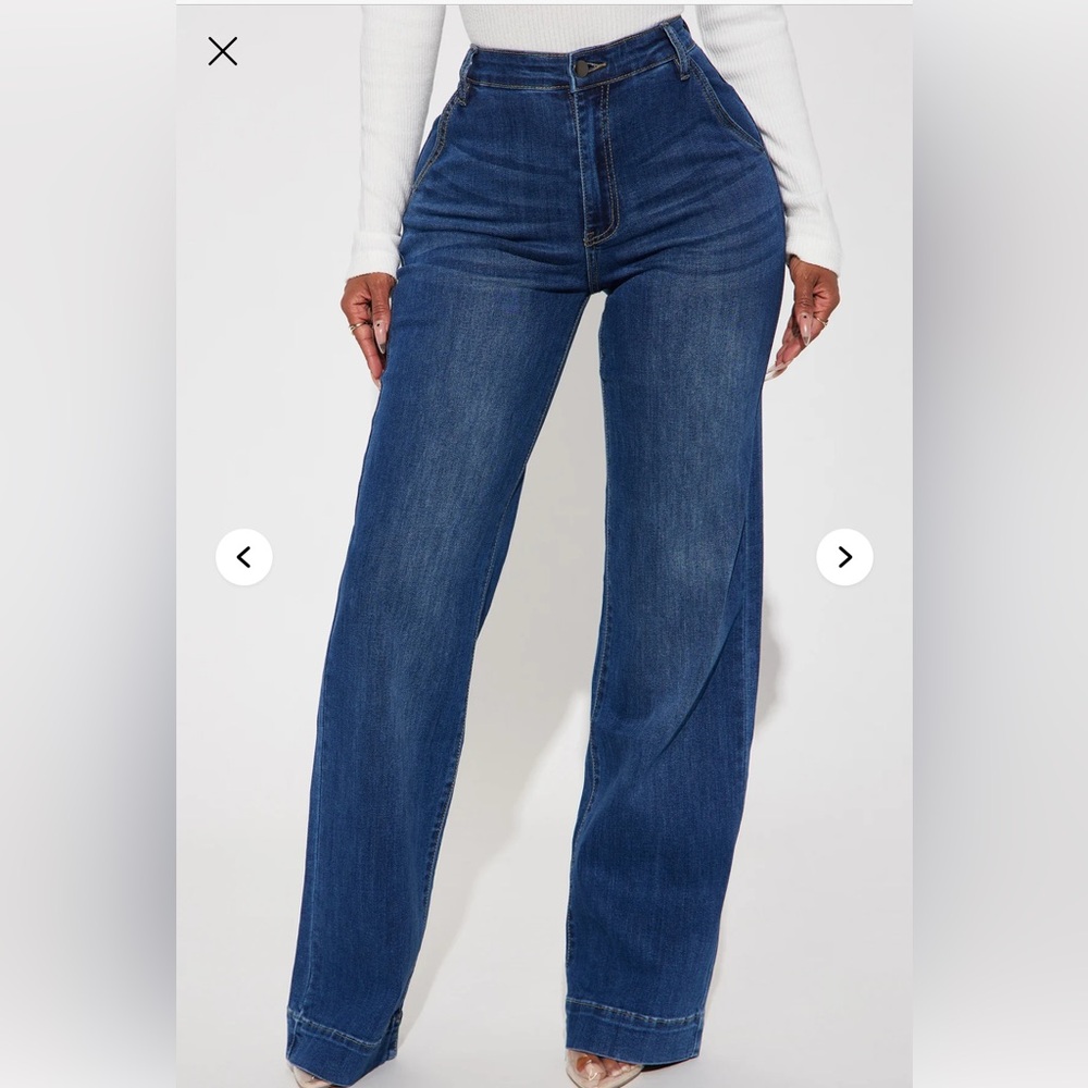 High-Waisted Blue Wide-Leg Jeans